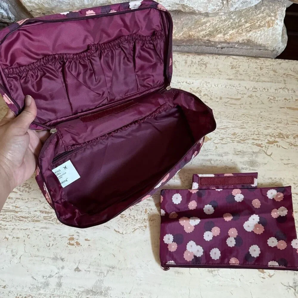 Floral print toiletry & undergarment bags travel packing bags organizers